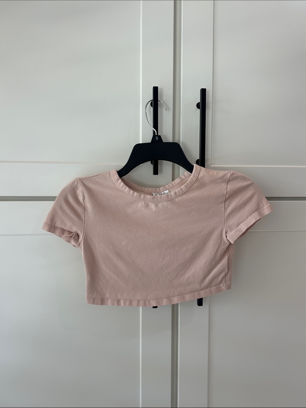 H&M Light Pink Cropped Crewneck Tee